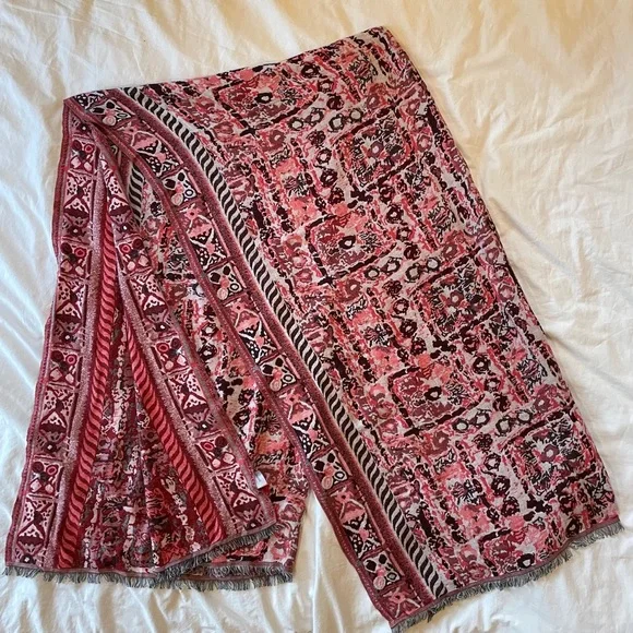Pretty boho style red and black John Lewis shawl/wrap. Easy to dress up or down! - Picture 7 of 9